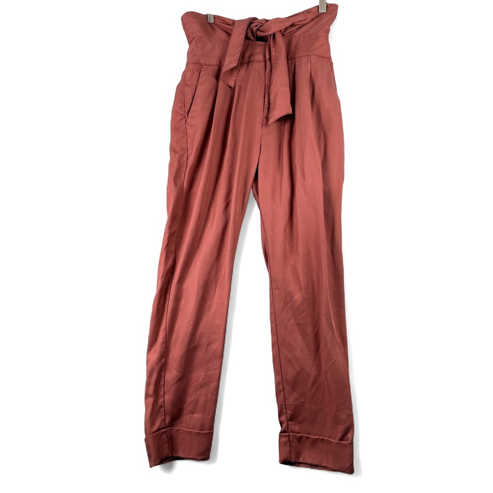 Cartonnier Anthropologie Womens Brick Red Tie High Waist Pants Sz US 2